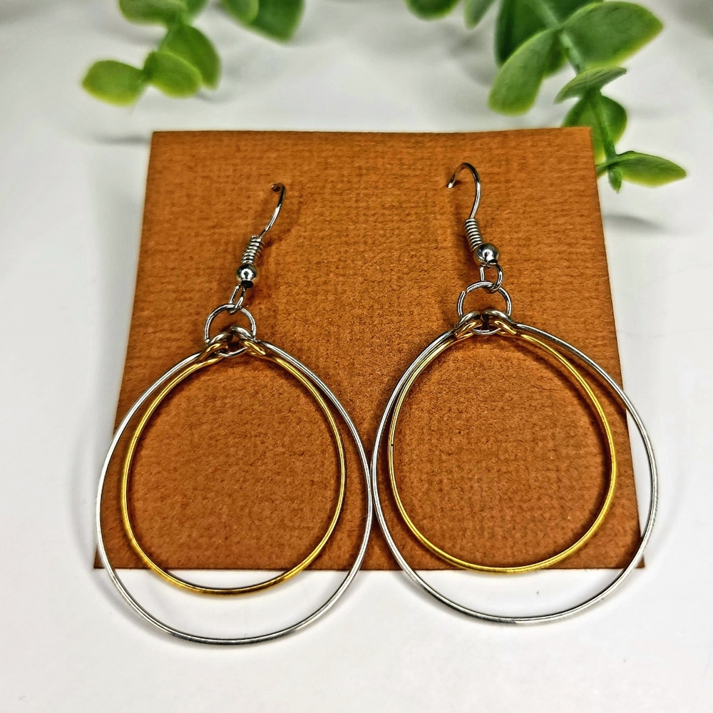 2 Tone Hoop Earrings